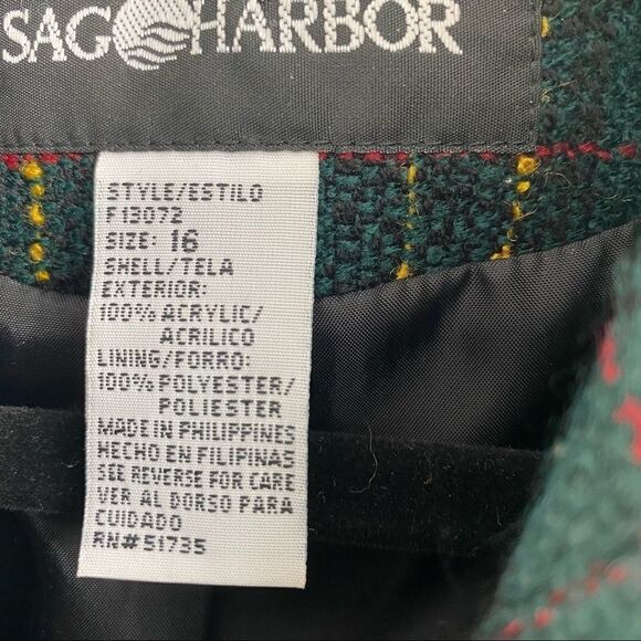 Vintage Plaid Green Yellow Red Black Zip Up Jacket Size 16 - Picture 5 of 6